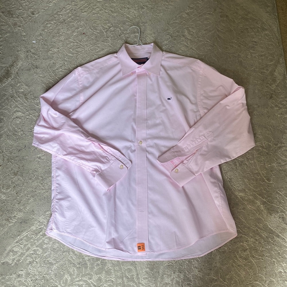 Vineyard Vines long sleeve mens pink dress shirt size large